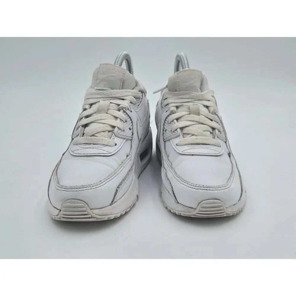 Nike Air Max 90 LTR GS Triple White Girls Sneakers Size 3Y CD6864-100